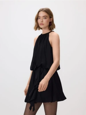 Reserved - Sukienka mini z wiskozą - czarny