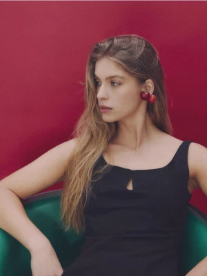 Reserved - Sukienka mini z wiskozą - czarny