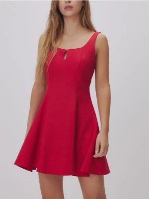 Reserved - Sukienka mini z wiskozą - czerwony