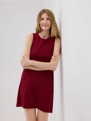 Reserved - Sukienka mini z wiskozą - karminowy