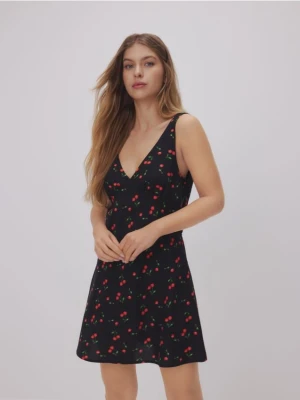 Reserved - Sukienka mini z wiskozą - wielobarwny