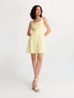 Reserved - Sukienka mini z wiskozy - jasnożółty