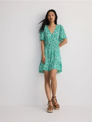 Reserved - Sukienka mini z wiskozy - zielony