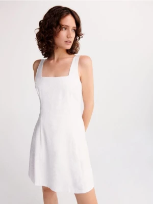 Reserved - Sukienka mini z wiskozy - złamana biel