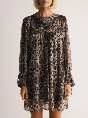 Reserved - Sukienka mini ze zwierzęcym motywem - wielobarwny
