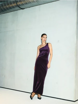 Reserved - Sukienka na jedno ramię - ciemnofioletowy