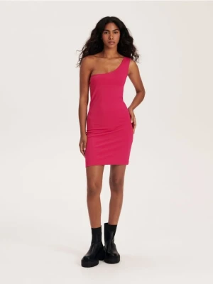 Reserved - Sukienka na jedno ramię - fuksja