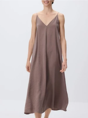 Reserved - Sukienka na ramiączkach z modalem - brązowy