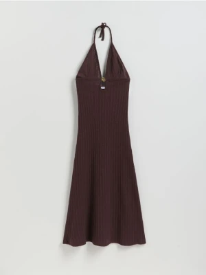 Reserved - Sukienka plażowa z bawełną - ciemnobrązowy