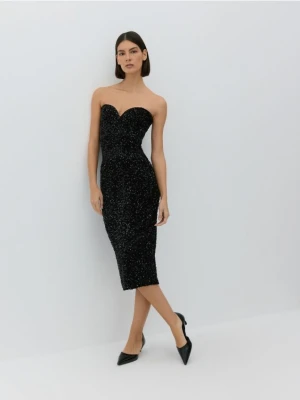 Reserved - Sukienka tuba z cekinami - czarny