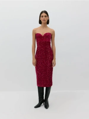 Reserved - Sukienka tuba z cekinami - fuksja