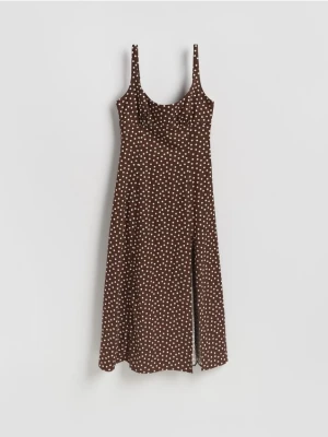 Reserved - Sukienka w grochy - ciemnobrązowy