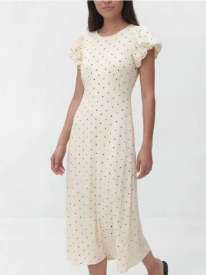 Reserved - Sukienka w groszki - złamana biel