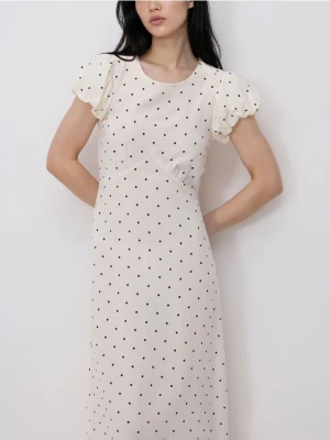 Reserved - Sukienka w groszki - złamana biel