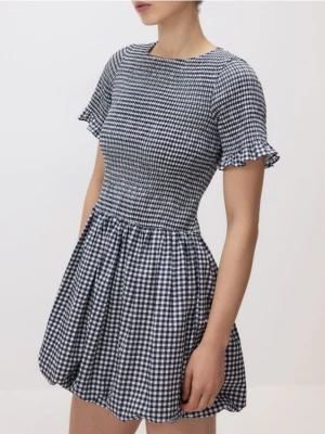 Reserved - Sukienka w kratę vichy - granatowy