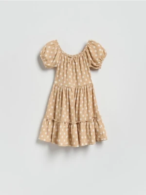 Reserved - Sukienka w kropki - beżowy