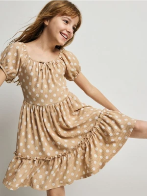 Reserved - Sukienka w kropki - beżowy