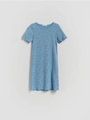 Reserved - Sukienka w kwiaty - jasnoniebieski