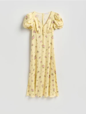 Reserved - Sukienka w kwiaty - jasnożółty