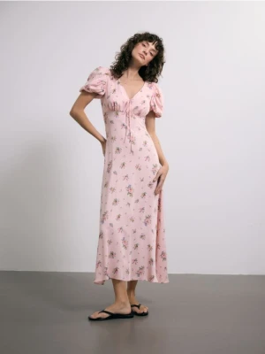 Reserved - Sukienka w kwiaty - pastelowy róż