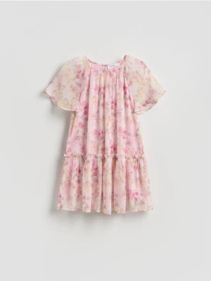 Reserved - Sukienka w kwiaty - pastelowy róż