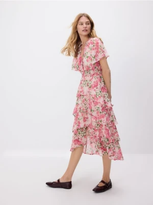 Reserved - Sukienka w kwiaty - wielobarwny