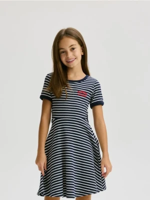 Reserved - Sukienka w paski - granatowy