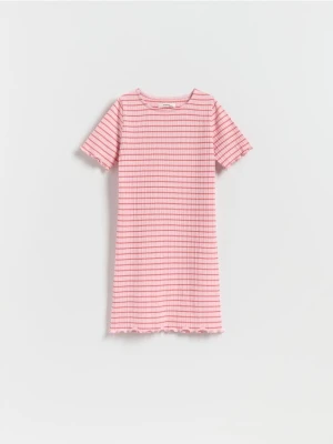 Reserved - Sukienka w paski - pastelowy róż