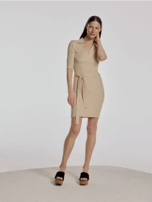 Reserved - Sukienka w prążek - złamana biel