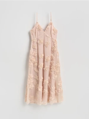 Reserved - Sukienka z aplikacją - pastelowy róż