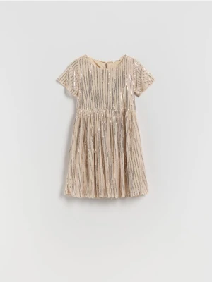 Reserved - Sukienka z błyszczącą nicią - beżowy