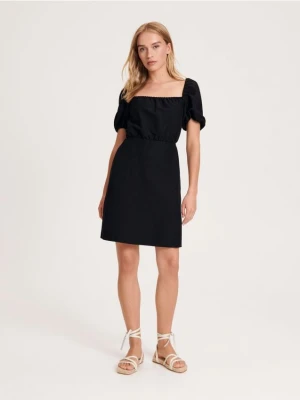 Reserved - Sukienka z bufiastymi rękawami - czarny