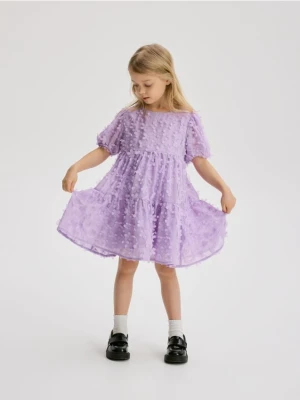 Reserved - Sukienka z bufiastymi rękawami - fioletowy