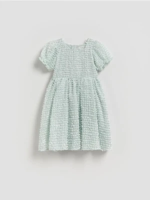 Reserved - Sukienka z bufiastymi rękawami - jasnoturkusowy
