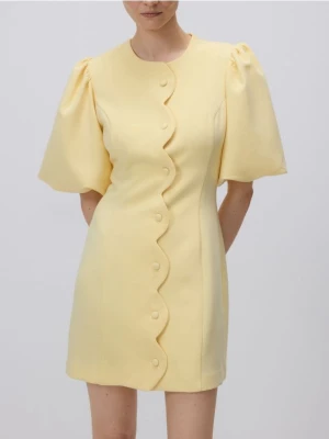 Reserved - Sukienka z bufiastymi rękawami - jasnożółty
