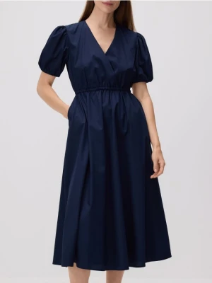 Reserved - Sukienka z bufkami - granatowy