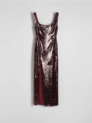 Reserved - Sukienka z cekinami - burgundowy