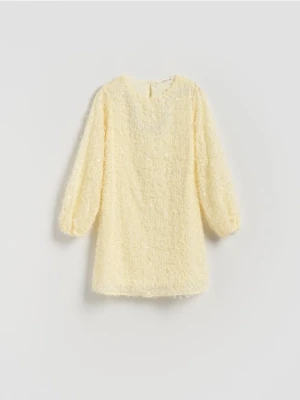 Reserved - Sukienka z cekinami - jasnożółty