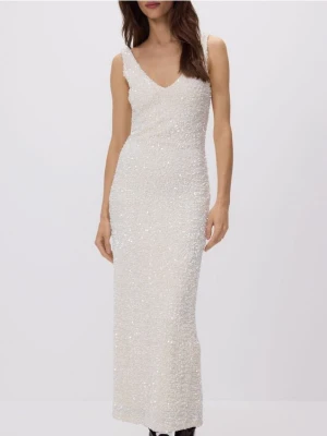 Reserved - Sukienka z cekinami - kremowy