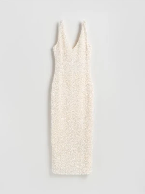 Reserved - Sukienka z cekinami - kremowy