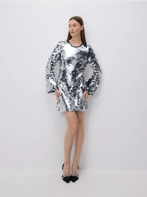 Reserved - Sukienka z cekinami - srebrny