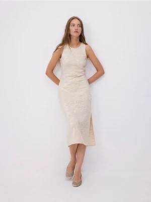 Reserved - Sukienka z cekinami - złamana biel