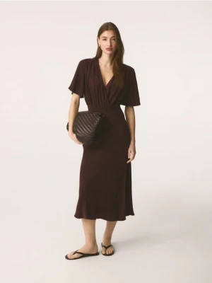Reserved - Sukienka z cupro - mahoniowy