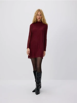 Reserved - Sukienka z dekoracyjnymi aplikacjami - bordowy