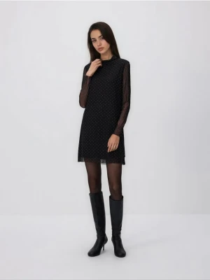 Reserved - Sukienka z dekoracyjnymi aplikacjami - czarny