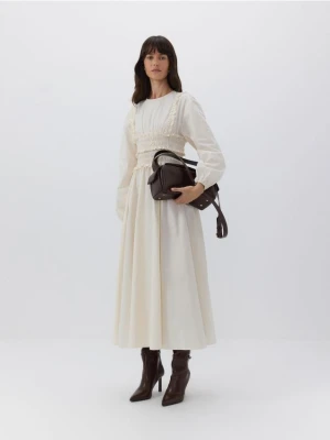 Reserved - Sukienka z dekoracyjnymi falbanami - kremowy