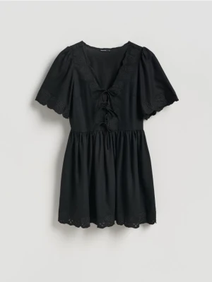 Reserved - Sukienka z dodatkiem lnu - czarny