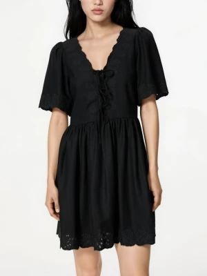 Reserved - Sukienka z dodatkiem lnu - czarny