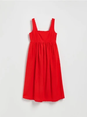 Reserved - Sukienka z dodatkiem lnu - czerwony