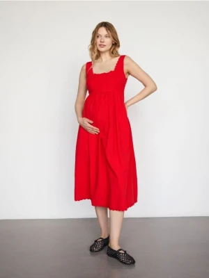 Reserved - Sukienka z dodatkiem lnu - czerwony